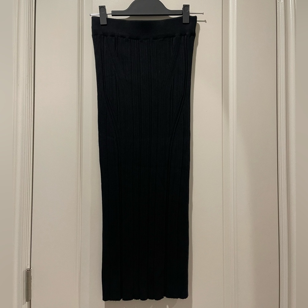 Black Knit Midi Skirt